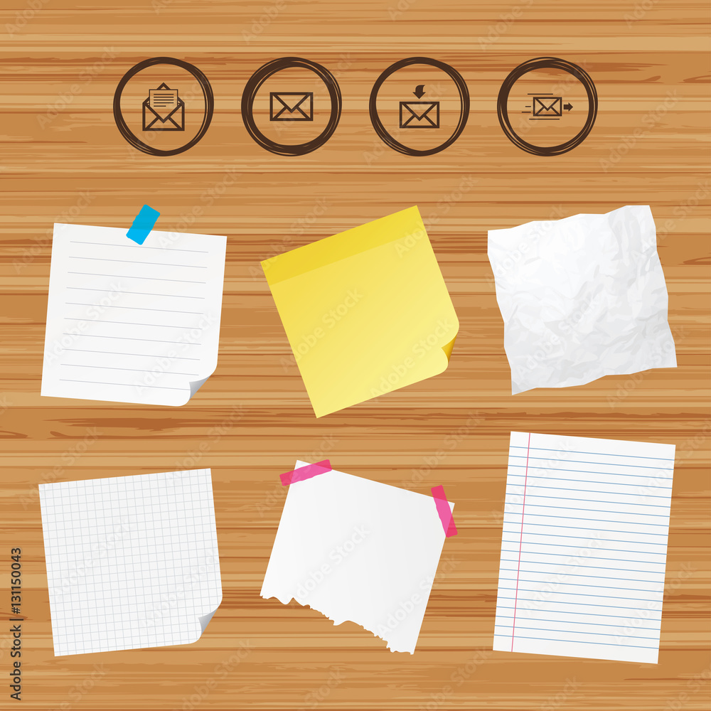 Poster mail envelope icons. message document symbols.