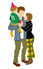 Young Family having a home party -Son