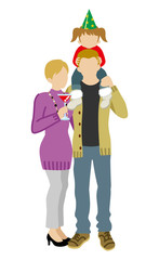 Young Family having a home party -Daughter