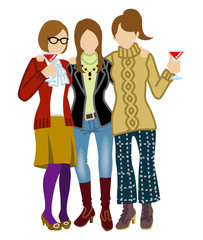 Three women toasting with cooktail