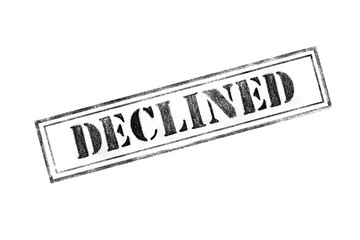 'DECLINED ' rubber stamp over a white background
