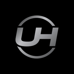 initial letter logo with circle silver color UH