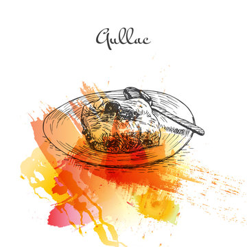 Gullac watercolor effect illustration.