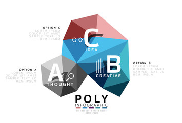 Abstract low poly infographics template