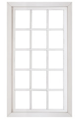 Wood window frame isolated on white background..
