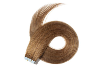 Dyed straight  chocolate brown adhesive tape in human hair extensions