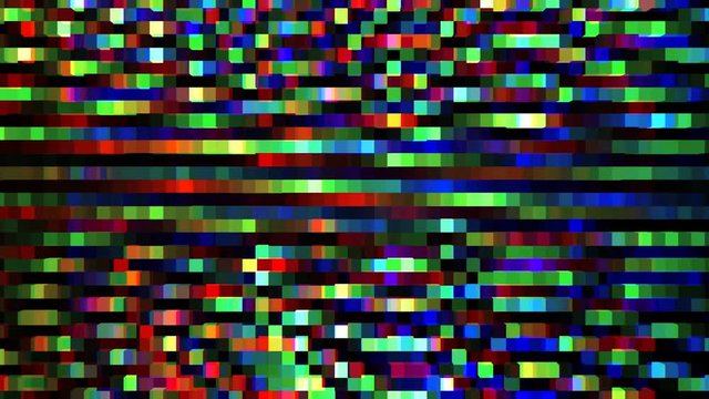 Horisontal Glitchy Flow of Pixels Splitting to RGB. Retro 8-Bit Style 
