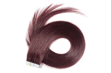 Dyed straight  claret adhesive tape in human hair extensions