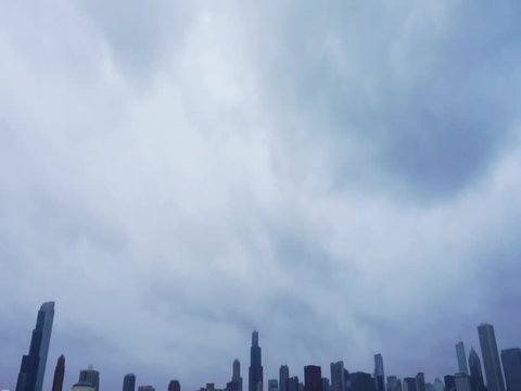 Chicago Skyline Establishing Shot Tilt Down