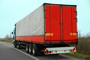 Truck on road. Delivery and shipping concept.