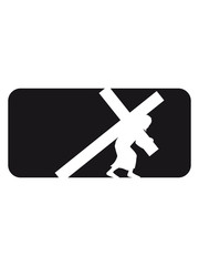 Fototapeta premium Black button cross carry crucifixion heavy last jesus god condemned logo design