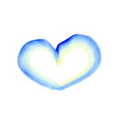 Fototapeta na wymiar watercolor heart on a white background. Blue heart