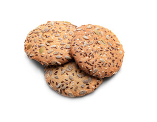 Cereal cookies on white background
