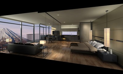 3D illustration of a modern living room