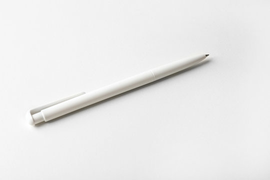 Blank ballpoint pen on white background