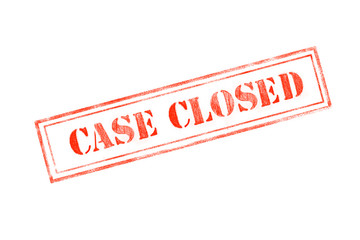 'CASE CLOSED ' rubber stamp over a white background