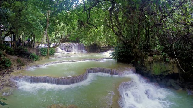 Cascades of Kuang Si Waterfall in Laos