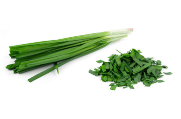 Garlic chives isolated on white background