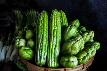 Momordica charantia often called bitter melon bitter gourd or bi
