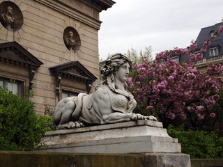 Statue of sphinx in Paris, France