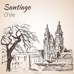 Cafedral de Santiago de Compostela. Chile. Sketch - 131162067