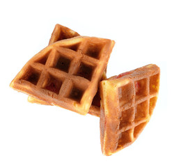 Round ruddy waffle isolated on white background
