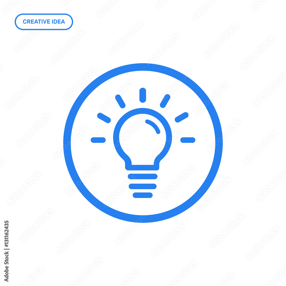 Poster vector illustration of flat line bulb icon. graphic design concept of creative idea storage. use in 
