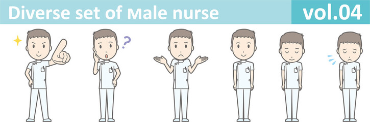Diverse set of male nurse , EPS10 vector format vol.04