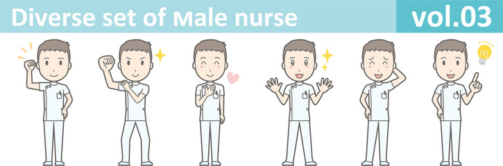 Diverse set of male nurse , EPS10 vector format vol.03