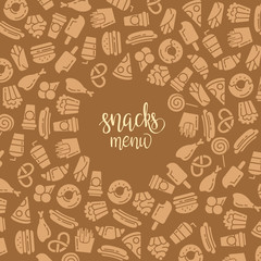 Fast food menu. Set of icons on the vector background.