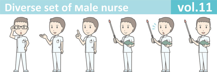 Diverse set of male nurse , EPS10 vector format vol.11