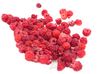 Ripe raspberry on a white background