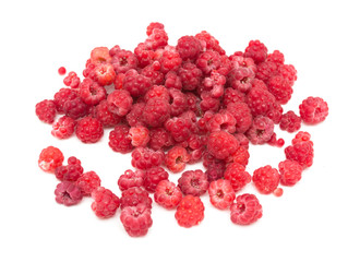 Ripe raspberry on a white background