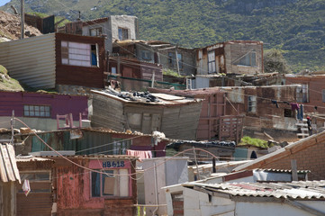 Fototapeta premium Squatter Camp on Mountain in Hout Bay, South Africa
