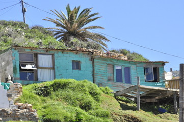 Fototapeta na wymiar Squatter Camp on Mountain in Hout Bay, South Africa