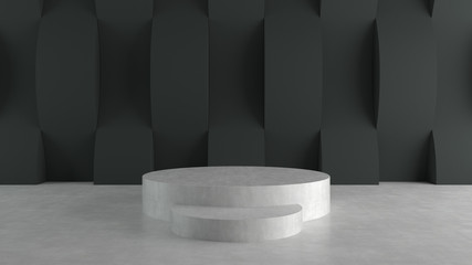 Empty stage on wave pattern background. 3D rendering.
