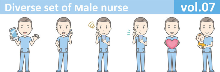 Diverse set of male nurse , EPS10 vector format vol.07