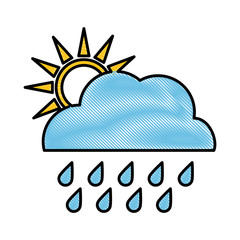 sun and rain weather related icon image vector illustration design 