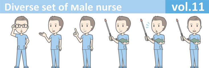 Diverse set of male nurse , EPS10 vector format vol.11