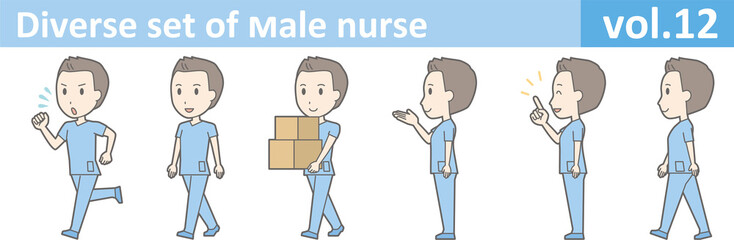 Diverse set of male nurse , EPS10 vector format vol.12