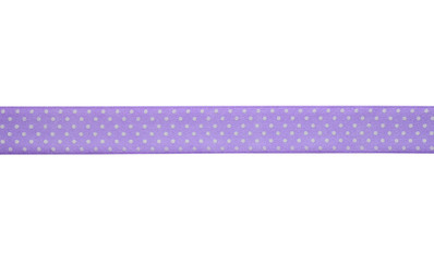 Purple spotted ribbon on light background, close up