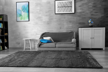 Room interior with big sofa