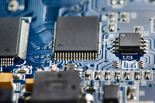 Microchips on electronic board