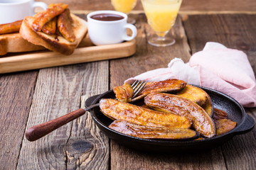 Homemade caramelised banana, vegan dessert