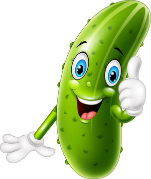 Cartoon Cucumber Giving Thumbs Up