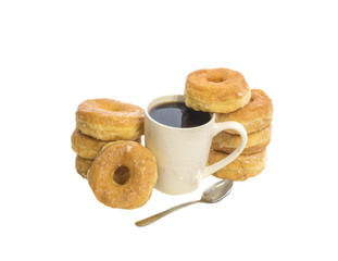 Coffee And Donuts On An Isolated Background