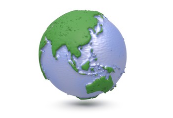 Earth, world map. polygonal globe asia. 3d illustration