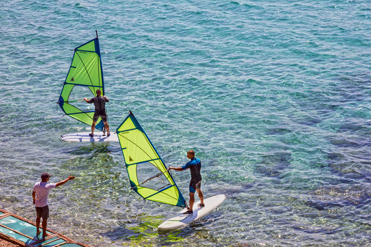 windsurfing on Adriatic sea, Croatia, Brac island