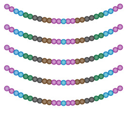 colored beads. garland. white background. vector.