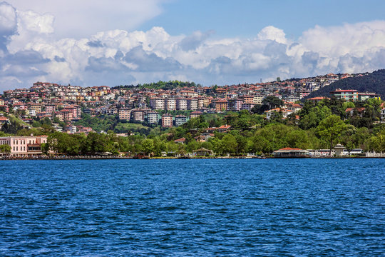 Houses, Bosporus Istanbul seafront panorama, Turkey.